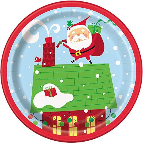 Placas de sobremesa de papel redondo - 7 | Papai Noel colorido | 8 PCs