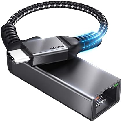 Adaptador USB C para Ethernet, Maxonar USB C a RJ45 Thunderbolt 3/4 Tipo C Adaptador de rede Ethernet LAN Compatível com iPad
