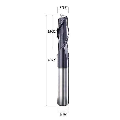 ACUCUTO I2KES 5/16 Mill de extremidade quadrada de carboneto, 2 flauta, 2-1/2 Comprimento total, ideal para aço, aço forjo, cobre