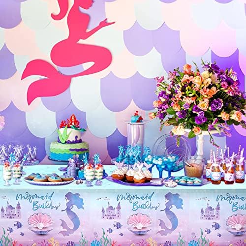 Mermaid Towleth Mermaid Birthday Party Table Capa Capas de mesa de sereia descartável plástica para meninas Birthday Birthday
