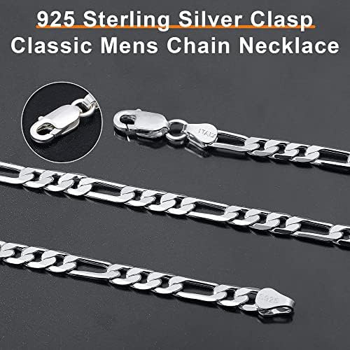 OCHCOH 925 CHAMP STERLING SLATER 2,5/3/4/5mm Chain Figaro para homens Colar de corrente de prata cortado de diamante para homens Mulheres 16, 18, 20, 22, 24, 26, 28, 30 polegadas