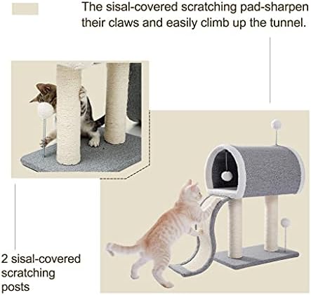 LDCHNH CATS Árvore arranhando pós -escada condomínio de torre de escada tocar ninho de gatos de brinquedo com plataforma de salto de bola cinza cinza