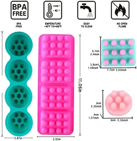 Famimkr Silicone Massage Bar Soap Molds Moldes de silício para sabonetes, moldes de sabão artesanal 3pcs