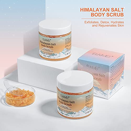 Esfoliação corporal de sal do Himalaia premium com lichchee Óleo esfoliante natural esfoliando sal para acne, celulite, limpeza profunda,