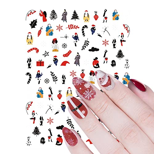 Feliz Natal Decalques de unhas Decoração auto adesiva adesiva de unhas Manicure Design Branca de neve para design de unhas