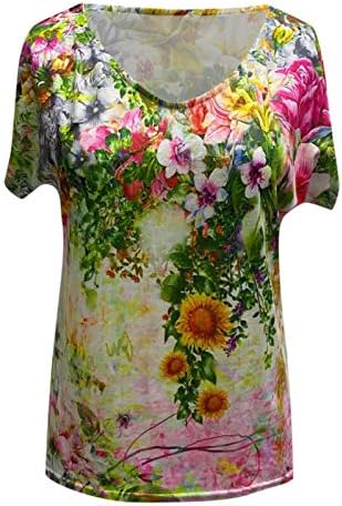 camisetas femininas lcziwo femininas estampas florais de manga curta solta V pescoço confortável e confortável diariamente camisetas