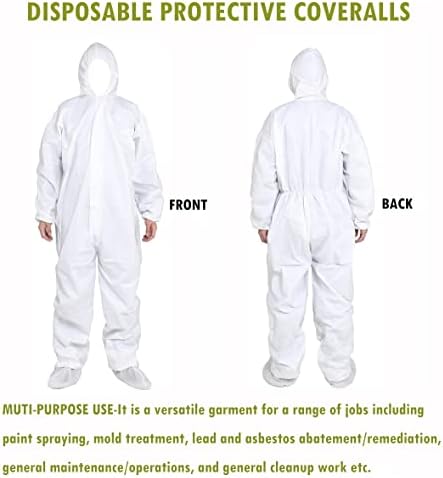 Syine Disponível Protetive CoverAll Suit com capô, pintores CoverAlls, Material SF para Trabalho de Limpeza de Pintura em Spray, pacote de 3