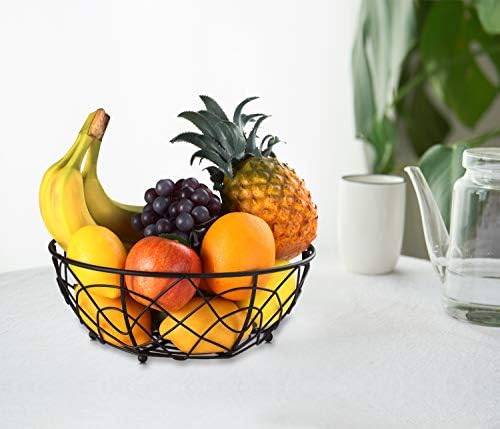 Buruis Fruit Basket Basking com cabide de banana, recipiente de frutas de design de pássaros moderno, cesta de frutas criativas para a bancada da cozinha, suporte decorativo