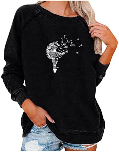 Sortelino Sortheck Sortheck de Ruziyoog Camisetas Florais Camisetas fofas de cor sólida Casual Pullover solto