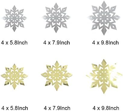 24 PCs pendurados no inverno de Natal Decorações de floco de neve, conjunto de flocos de neve em 3D, ornamentos brilhantes