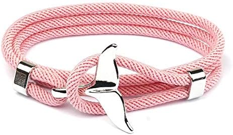 Hellonita unissex ajustável Milão cabo de corda prateada Pulseira de cauda de cauda de baleia para homens e mulheres