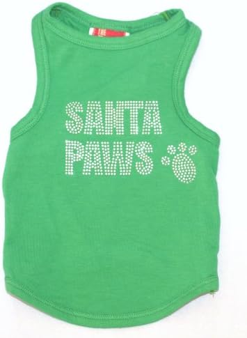 A camiseta do tanque de tanque de Big Santa Paws para Animais de Natal para animais de estimação, médio, verde
