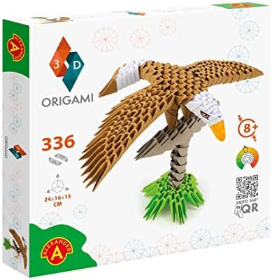 Origami 3D 501827 - 3D Origami Eagle - Bela escultura em papel 3D com componentes patenteados e instruções de construção fáceis