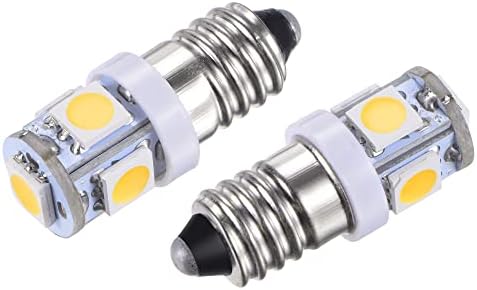 Meccanixity E10 Base de parafuso LED BULBS 5-5050 DC 24V 1W MINI LUZES INTERIORES LIVRAS INTERIOR, pacote branco quente de 10