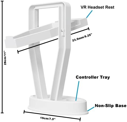 Digicharge VR Headset Stand para Oculus meta missão2 / missão / ps VR Montagem da estação de montagem para fone de ouvido e controladores de toque, suporte de armazenamento VR com base para controladores