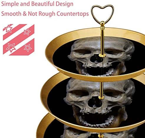 Stands de bolo Conjunto de 3, Human Skull Bolo Pedestal Display Table Sobessert Cupcake Stand para Celebração do chá de bebê de casamento