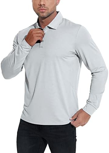 Camisas de golfe masculinas da Jim League Polo Polo Dry Dry Lightweight Performance Short & Long Slave Athletic Tennis Collar