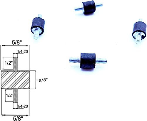4 Montagem do isolador de vibração de borracha 1/4-20 x 1/2 pregos de comprimento