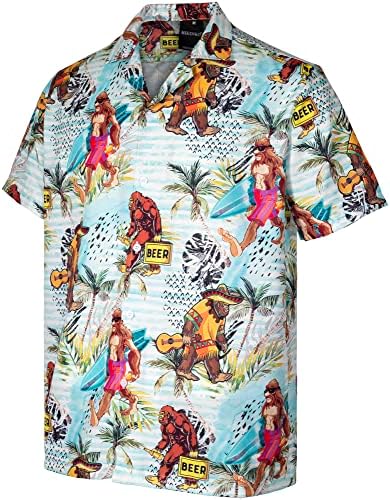 Mikenko Funny Hawaiian Shirt Tropical Short Manga Summer Beach Down Beer Bigfoot Hawaiian Shirts for Men 3xl 4xl