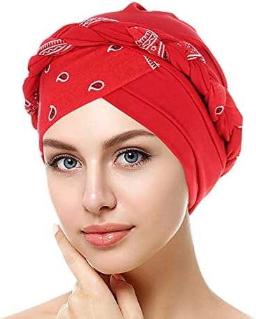 Mulheres Chapéu de turbante étnico Bohemian Flor Chemo Beanie Cap Slouchy Cancer Headwear Muslim Twisted Turbans Heardwrap