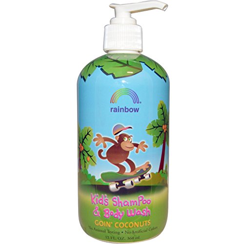 Pesquisa de arco -íris, xampu para crianças e lavagem corporal Goin Coconuts, 12 fl oz