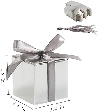 KuPoo 50pcs favorece caixas, caixas de doces 2.2x2.2x2.2 polegadas pequenas caixas de presente com fitas para decorações de chá de