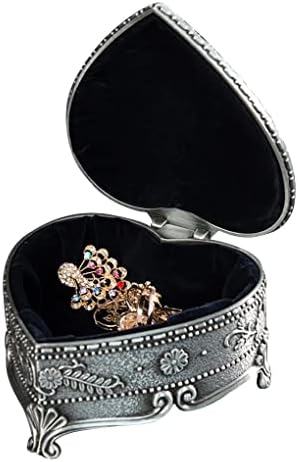 Caixa de jóias ZCMEB Vintage Metal Rings Case de armazenamento de colar Brincos em forma de coração Presente organizador