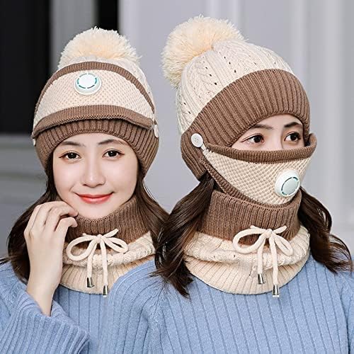 Máscara de lenço para adultos Conjunto de máscara de lã de inverno Chapéu à prova de vento Hat para chapéu de esqui