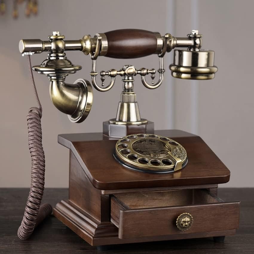 Telefone rotativo com cordão retro ZSEDP com toque eletrônico, 1 gaveta, telefone de discagem clássica para decoração de casa e escritório