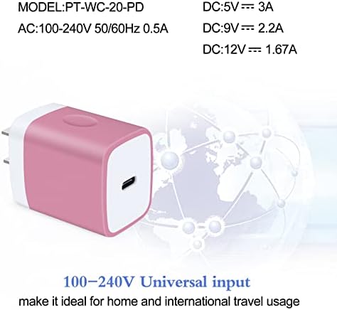 Bloco de carregador de carregador de 20w USB C com PD 3.0, adaptador de energia USB C para iPhone 14/14 Pro/14 Pro Max/13/12/12