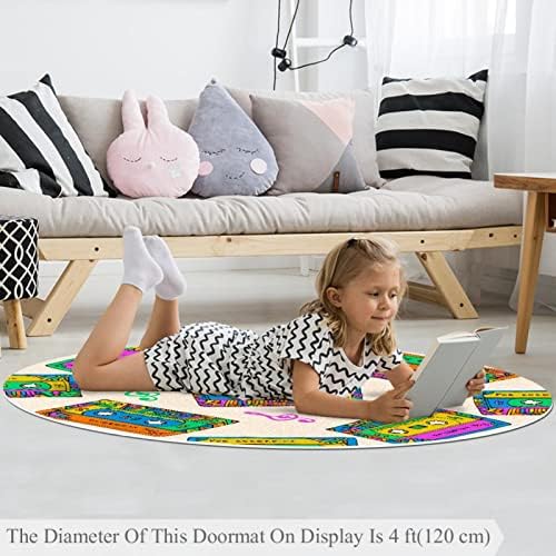Llnsupply Kids Rug 5 pés grandes tapetes de área redonda para meninos meninos bebê - vetor indie, decoração de casa Deconomia