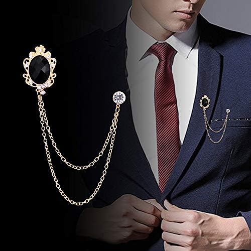 Huture 2 Packs Men's Gem Broche Lapeel Pin Badge pendurando Broches de colarinho de colarinho Pino para terno de carreira Tuxedo