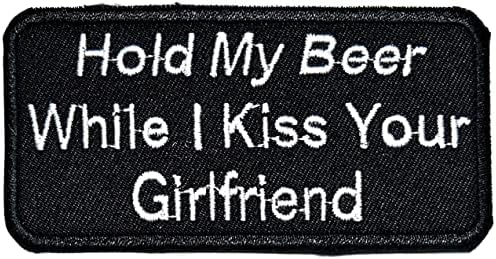 Kleenplus 3pcs. Segure minha cerveja enquanto eu beijo sua namorada Patch moda moda slogan slogan words cartas de motocicleta