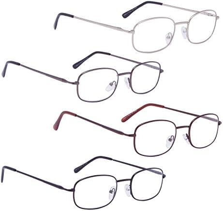 Lur Liting Glasses for Women - 4 Leitores de metal de embalagem para homens +2,75
