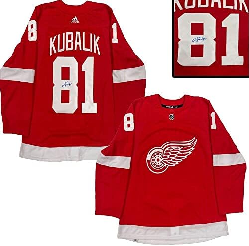 Dominik Kubalik assinou Detroit Red Wings Red Adidas Pro Jersey - Jerseys autografadas da NHL
