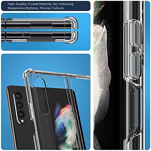 Makavo para Samsung Galaxy Z Fold 3 Case [Proteção de canto aprimorada] Cristal não amarelado TPU Soft Bumper Choffrof Hard
