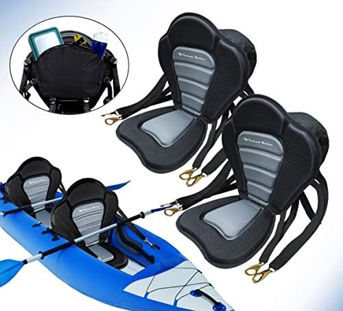 Pactrade Marine tiras ajustáveis ​​tiras ajustáveis ​​de luxo acolchoado cinza preto assento de caiaque de armazenamento destacável