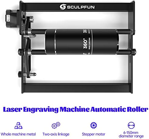 Sculpfun S30 Pro Max Laser Gravador com rolo rotativo, máquina de gravação a laser de potência de saída de 20w com kit automático de assistência aérea, corte de 10 mm em uma passagem