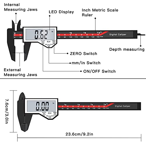 PALIPER DIGITAL, Ferramenta de medição de pinça à prova d'água IP54, pinça vernier eletrônica de micrômetro com tela LCD