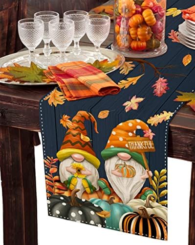 Sambosk Fall Pumpkin Gnomes Table Runner, Autumn Ação