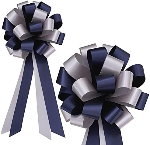 Arcos de tração decorativos azuis e prateados azul marinho - 8 de largura, conjunto de 6, Natal, hanukkah, fitas de casamento,