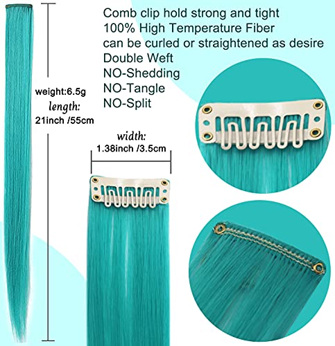Clipe colorido de fcysws em extensões de cabelo de 21 polegadas de 21 polegadas resistentes ao calor Extensões de cabelo lisadas
