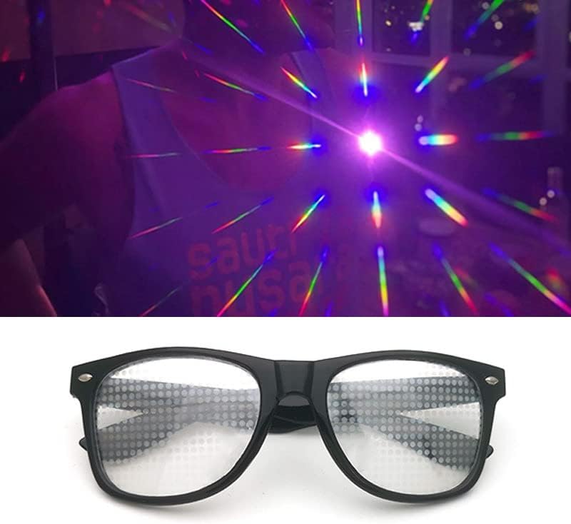 Ruijingen Trippy Festivais psicodélicos caleidoscópio Rainbow Glass Sunglass Rave Goggle Glasses Prism Difcração
