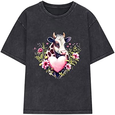 Tops de estilo étnico angustiado para mulheres animais vintage ocidentais imprimem manga curta de manga curta de camiseta de tamanho grande