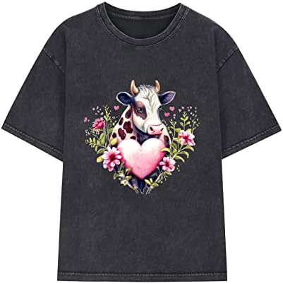 Tops de estilo étnico angustiado para mulheres animais vintage ocidentais imprimem manga curta de manga curta de