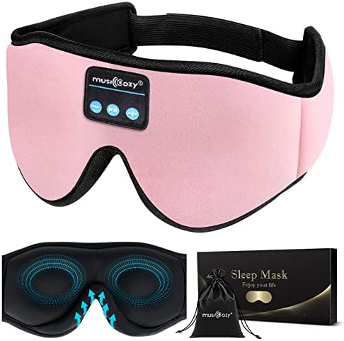 MusicOzy Sleep Headphones Bluetooth Fandos de cabeça Bluetooth Banda respirável 3D Sleepphones, fones de máscara de máscara de olho