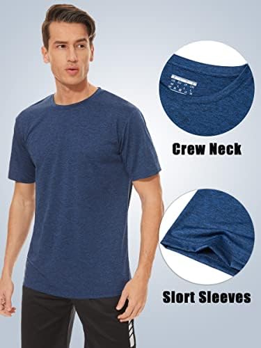 Camisas de caminhada masculinas de Tacvasen Quik trepadeiras de ginástica seca de ginástica executando a camiseta do pescoço da tripulação mangas curtas