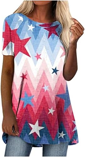 Fake Two Basic T camisetas Tamas de manga curta Um barco de ombro de pescoço Racerback Lace USA Flag Top Tees