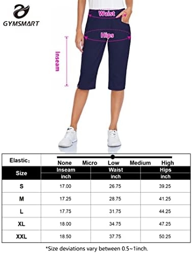 Gymsmart Puxar Capris for Women Elastic da cintura eletical Casual Capri Capri com bolsos