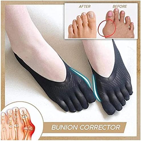 Werdribo 5 pares meias de compressão ortopédicas de dedos, sem mostrar meias de cinco dedos, respiráveis ​​divididas de cinco